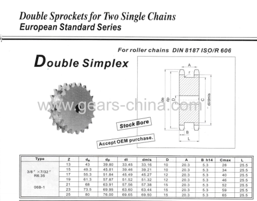Double Single Row Chain Sprockets