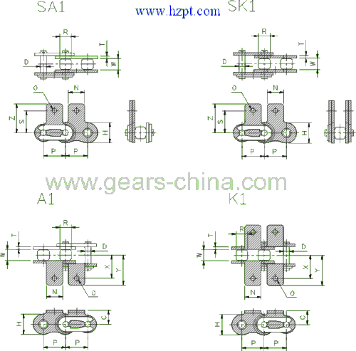 gervi 10b 12b 16b 20b conveyor roller chain attachment